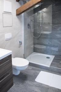 IgersheimにあるApartment 02の浴槽、トイレ、シャワー付きのバスルーム