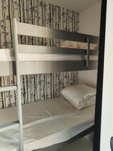 a bunk bed in a room with a bunk bed gmaxwell gmaxwell gmaxwell gmaxwell at Le Mazots, Balcon, Parking, Proche Pistes in Arâches-la-Frasse