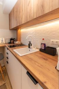 Kuchyň nebo kuchyňský kout v ubytování BB Katowice Apartman II