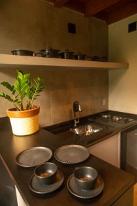 Kuchyň nebo kuchyňský kout v ubytování Hop Village