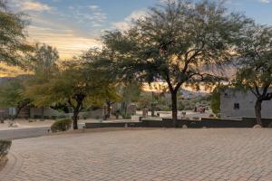 a park with trees and benches on a brick road at Dale in Scottsdale +66 photos