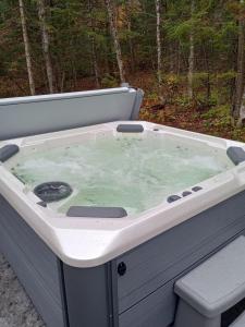 a jacuzzi tub in the middle of a yard at The Mendon House in Killington