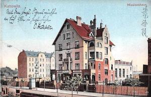 an old picture of a large building in a city at Hostel J17 in Katowice