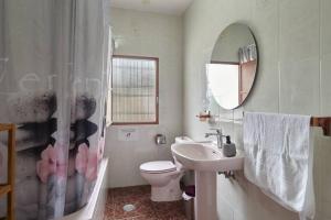 a bathroom with a sink and a toilet and a mirror at la encina in Jaén +36 photos