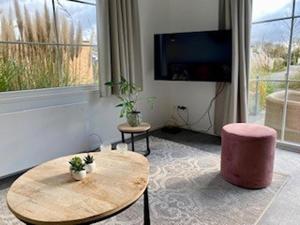 TV a/nebo společenská místnost v ubytování Cottage in Zeeland with Pet-Friendly Stay