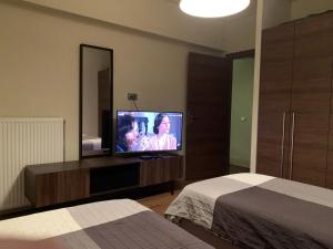 Telewizja i/lub zestaw kina domowego w obiekcie Captains 2-Bedroom Suite in Athens Nea Smyrni