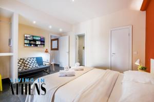 Spacious Apt At Historical Center Of Athens 4&2 ppl 객실 침대