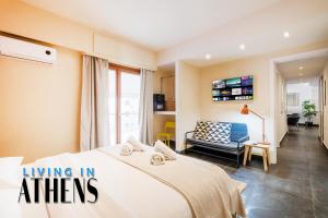 Spacious Apt At Historical Center Of Athens 4&2 ppl 객실 침대