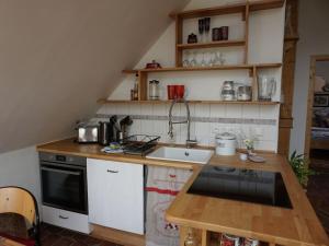 Kuchyň nebo kuchyňský kout v ubytování Ferienwohnung Partheblick