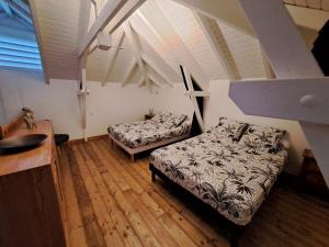 a room with two beds and a sink in it at Villa SAINT BARTHELEMY in Saint-François