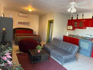 un soggiorno con un divano e un letto di loft rosy a Puerto Peñasco Altre 10 foto