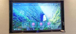 a television screen with a picture of a forest at 天门山云尚景豪酒店 in Zhangjiajie