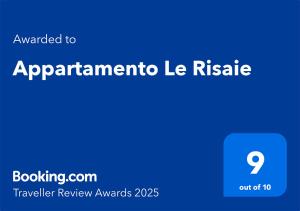 Appartamento Le Risaie tanúsítványa, márkajelzése vagy díja