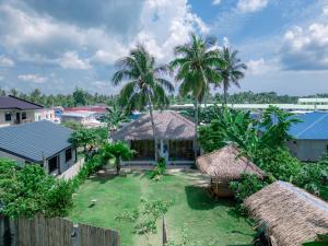 an aerial view of a house with palm trees at Villa De Mikaël in General Luna