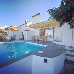 a swimming pool in front of a house at Casa Verde Oliva Alentejo in Alandroal