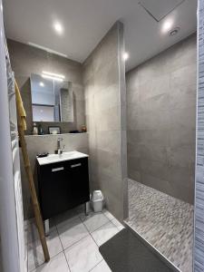 Koupelna v ubytování Villa de charme plain pied 3 chambres décorée avec goût bel extérieur + 16 fotografií