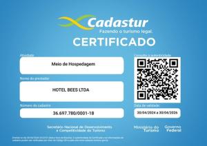 a screenshot of a credentialed credential webpage with a screenshot at Hotel Bee's Sorriso in Sorriso
