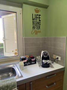 a kitchen with a sink and a counter with a toaster at Tenuta Del Daino in Alvito