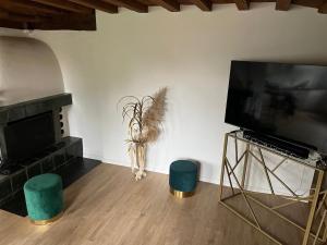 TV a/nebo společenská místnost v ubytování Historische Stadtmauer mit Seeblick