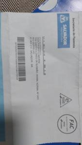 a white box with writing on the side of it at pousada vista in Salvador