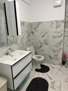 ein Badezimmer mit Waschbecken und Toilette in der Unterkunft Green Heaven in Târgu Mureș