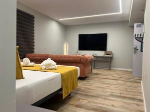TV a/nebo společenská místnost v ubytování Hotel Cervantes
