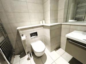 ソリフルにあるCozy Studio in Solihull with Parking - NEC or Airportのトイレと洗面台付きのバスルーム +16枚の写真