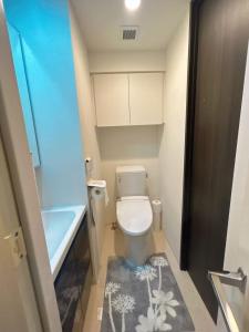 a small bathroom with a toilet and a bath tub at ReimiMondo 303 in Tokyo