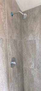 a shower with a shower head in a bathroom at Glamping At Sibebe View Villa in Mbabane