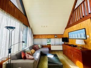 a living room with a couch and a flat screen tv at De Vlier 23 in Nieuwvliet