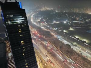 Luxurious Studio with glass wall and highway view鸟瞰图
