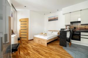 Kuchyňa alebo kuchynka v ubytovaní Przytulne Studio Very Berry w Centrum Poznania by Noclegi Renters