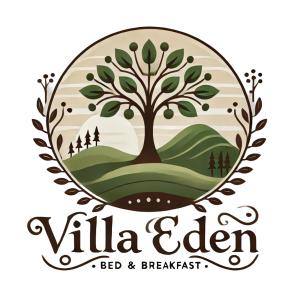 logotipo de un restaurante de desayunos rojos con un árbol en Villa Eden - Fairy Tale, en Casteldelci