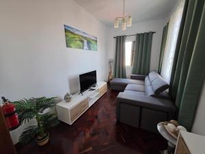 a living room with a couch and a tv at Silva House in Ribeira Brava