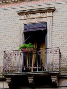 d'une fenêtre avec un balcon orné de plantes. dans l'établissement Affittacamere Sestiere Santa Caterina, à Grammichele
