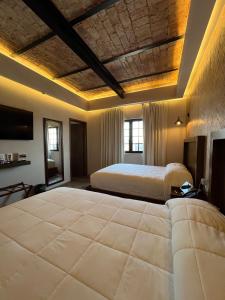 a large bedroom with two beds and a couch at Hotel Boutique Divino Sol in León +55 photos