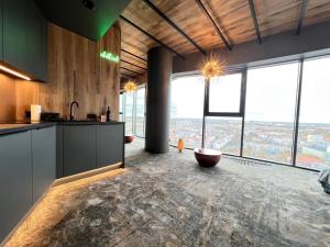 Η κουζίνα ή μικρή κουζίνα στο Hanza Tower Apartment - 22 floor, swimming pool & SPA