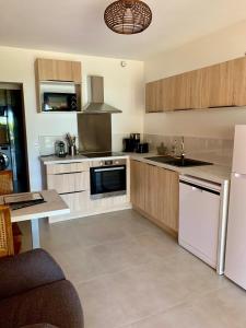 Kuchyň nebo kuchyňský kout v ubytování Residence Les Lataniers