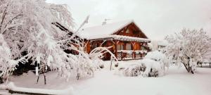 a house covered in snow with trees and bushes at Chalet Cosy avec terrasse plein sud, 2 chambres, au cœur de la Haute-Savoie in Châtillon-sur-Cluses +37 photos