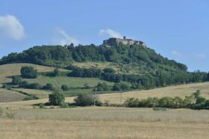 a hill with a house on top of it at Agriturismo il Canneto in Casole dʼElsa