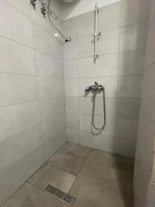 a bathroom with a shower with a hose in it at Vila 125 Apartments & Restaurant in Tirana +43 photos