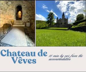 a collage of two pictures of a castle at Wali's Nature Bliss Dinant Givet in Waulsort