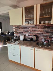 Kuchyň nebo kuchyňský kout v ubytování Apartmány Hertvinka