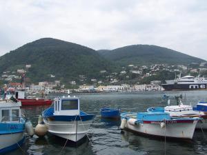 un grupo de barcos están atracados en un puerto en Albergo Locanda Sul Mare en Isquia
