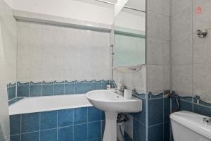 a bathroom with a sink and a bath tub at Charm Apartment - Old Town in Bucharest +16 photos