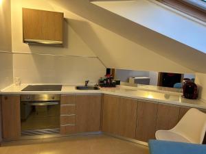 a kitchen with a sink and a counter top at Ático La Quinta Esencia in Negreira