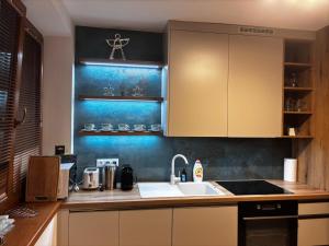 a kitchen with a sink and a counter top at 3 bathrooms Apartman Mimi in Liptovský Mikuláš