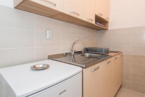 a small kitchen with a sink and a counter at Apartment Veslo in Begovići +32 photos