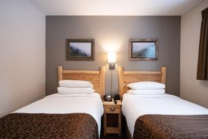 Postel nebo postele na pokoji v ubytování Swiss Chalet Motel