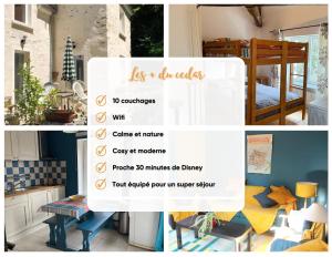 a collage of pictures of a kitchen and a room at Cedar Cottage - Disney 30min in Coulommiers